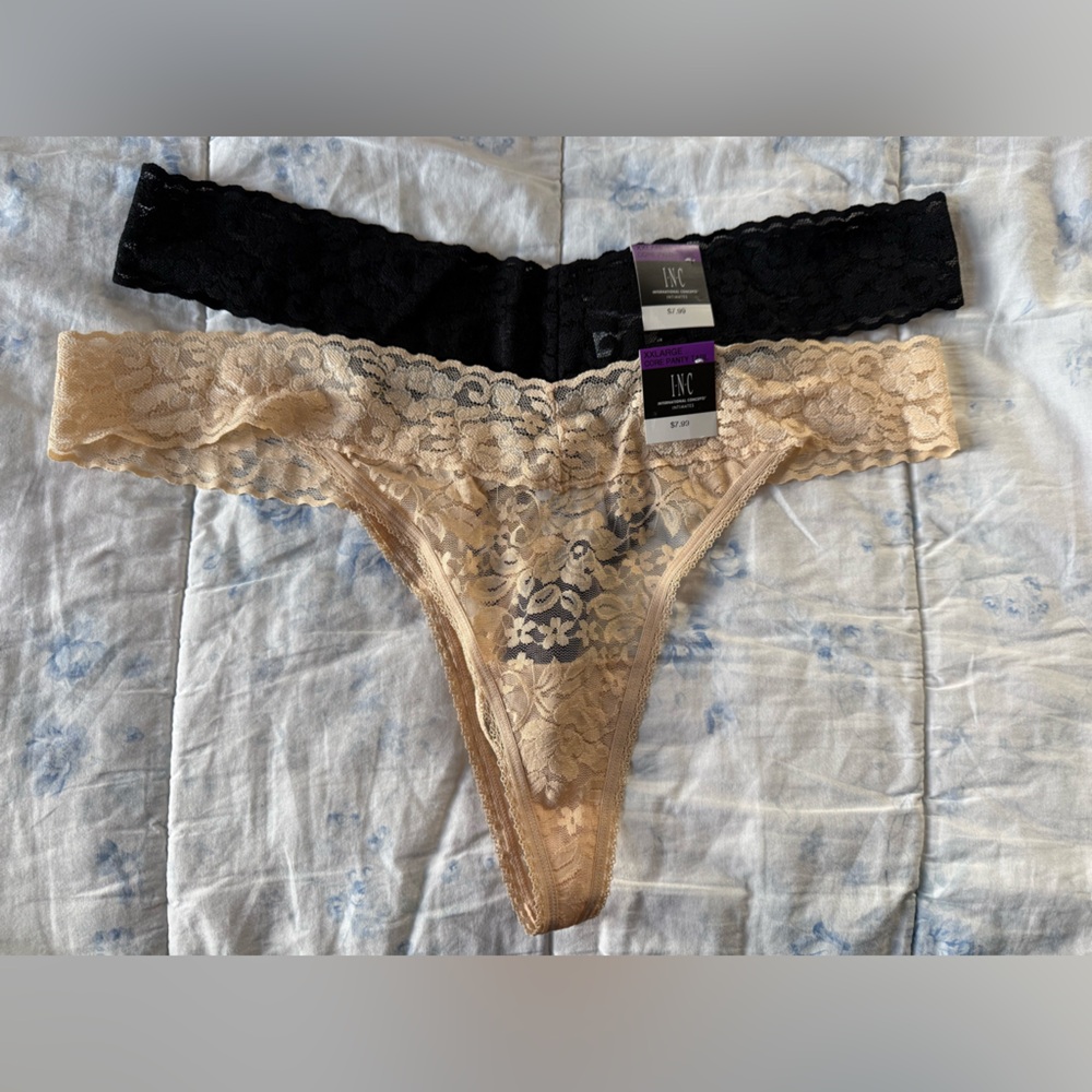 INC International Concepts set of two Black and Tan Lace Intimates Size xxl NWT
